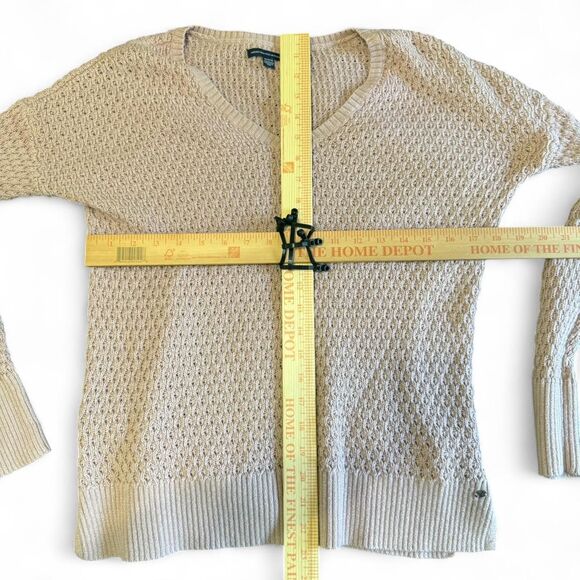 American Eagle M Soft pink Outfitters V-neck Waffle Kit Sweater - Picture 7 of 7